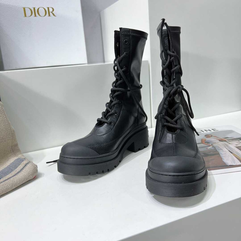 D*or platform lace-up high boots black