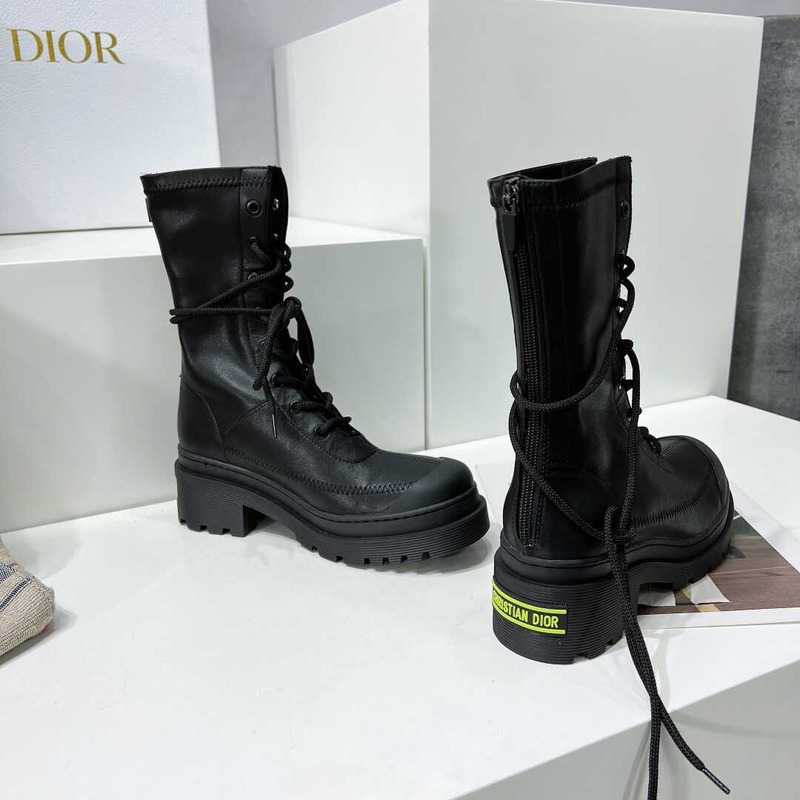 D*or platform lace-up high boots black