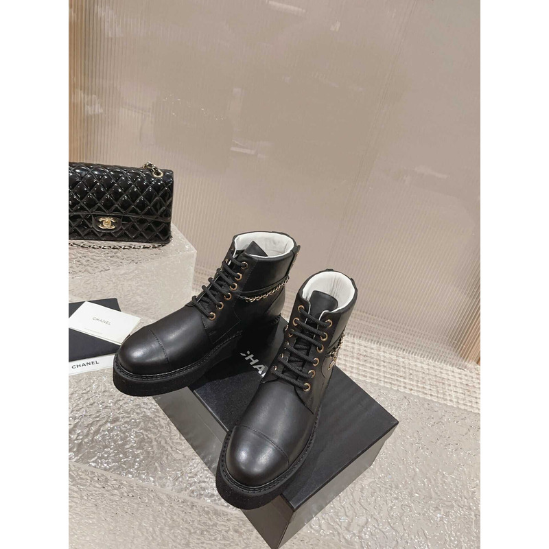 Ch*el interlocking cc logo combat boots black