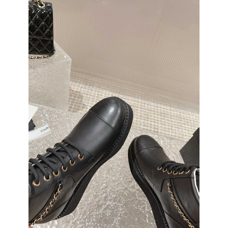 Ch*el interlocking cc logo combat boots black