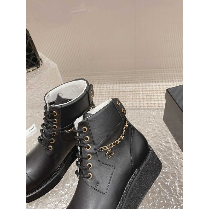 Ch*el interlocking cc logo combat boots black