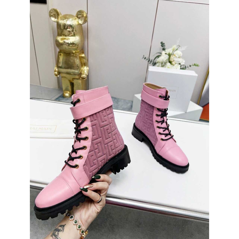 Balmain Ranger Romy Jacquard Booties Pink