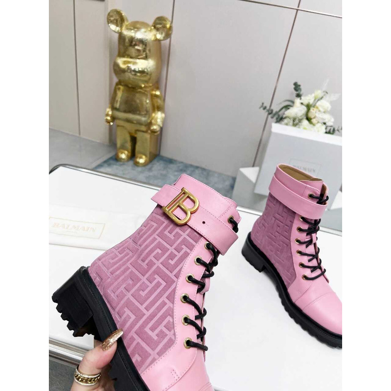 Balmain Ranger Romy Jacquard Booties Pink