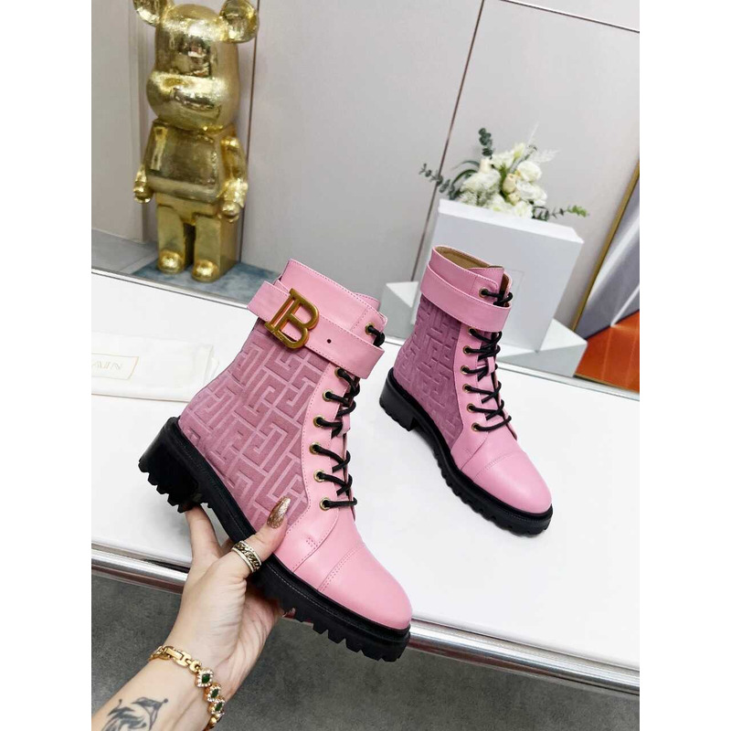 Balmain Ranger Romy Jacquard Booties Pink