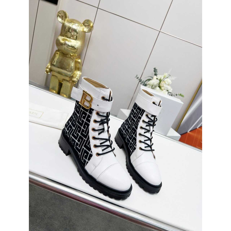 Balmain Ranger Romy Jacquard Booties White