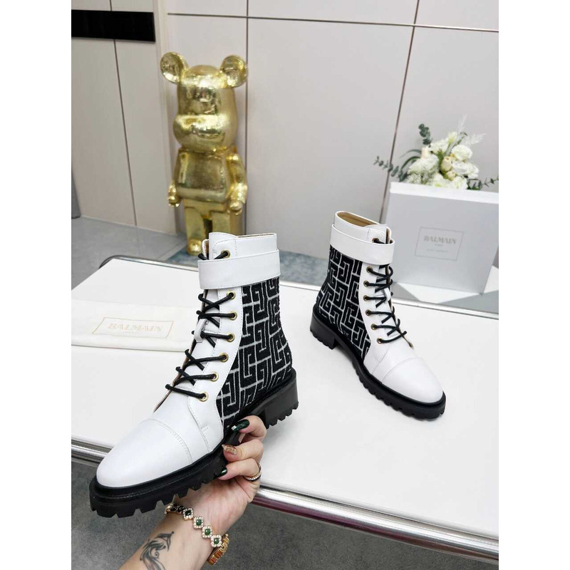 Balmain Ranger Romy Jacquard Booties White