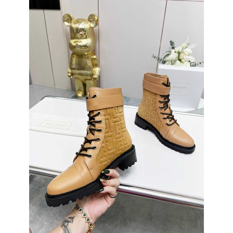 Balmain Ranger Romy Jacquard Booties Brown