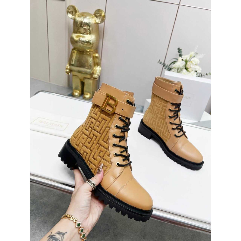 Balmain Ranger Romy Jacquard Booties Brown