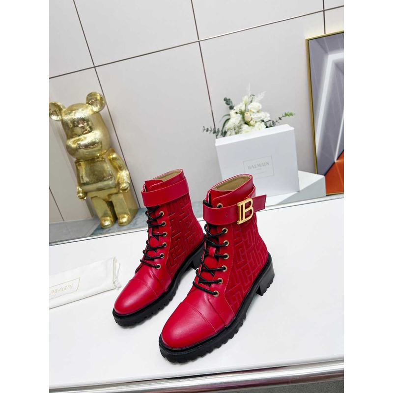 Balmain Ranger Romy Jacquard Booties Red