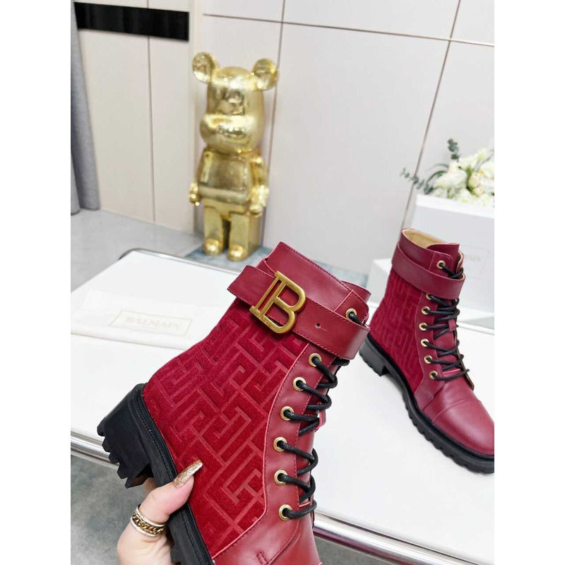 Balmain Ranger Romy Jacquard Booties Burgundy