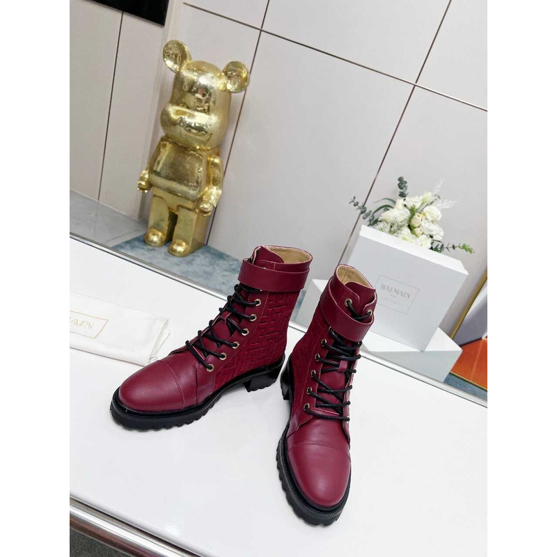 Balmain Ranger Romy Jacquard Booties Burgundy