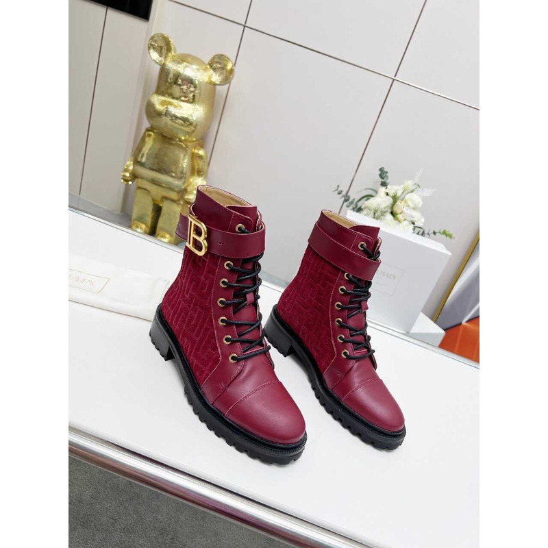 Balmain Ranger Romy Jacquard Booties Burgundy