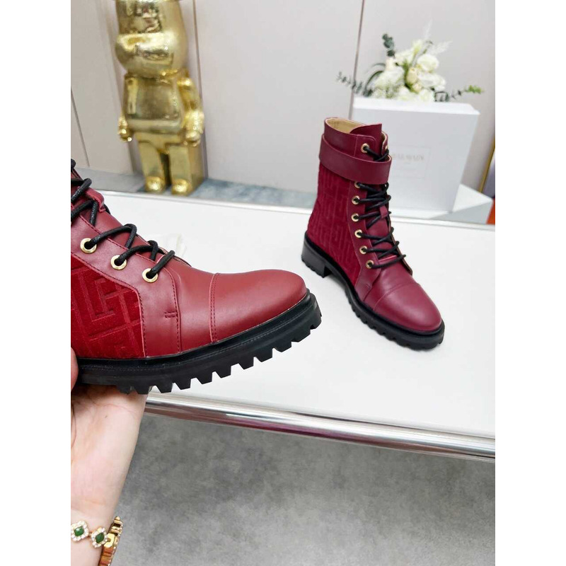 Balmain Ranger Romy Jacquard Booties Burgundy