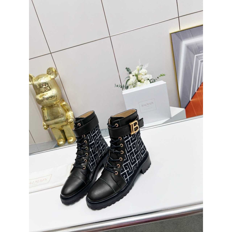 Balmain Ranger Romy Jacquard Booties Black