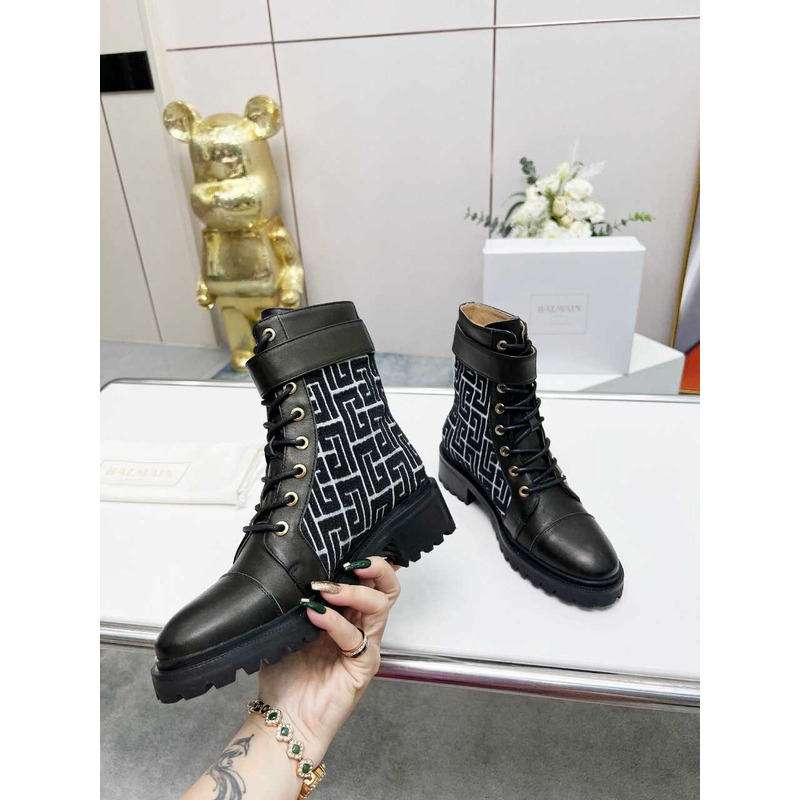 Balmain Ranger Romy Jacquard Booties Black