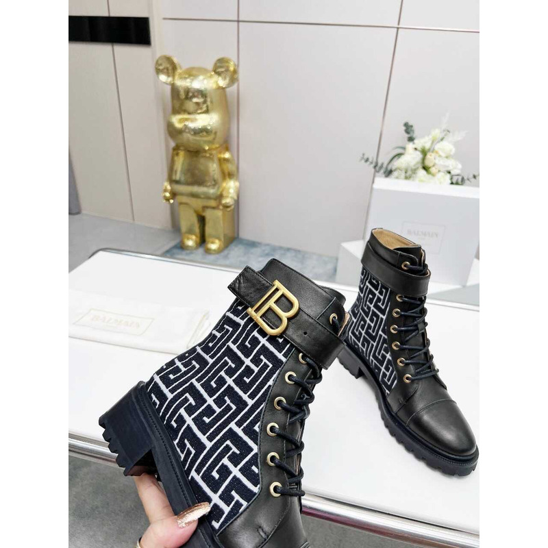 Balmain Ranger Romy Jacquard Booties Black