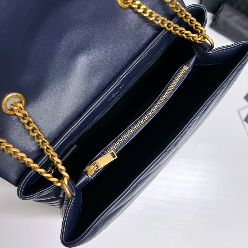 Saint Laurent Loulou Medium Leather Shoulder Bag Navy