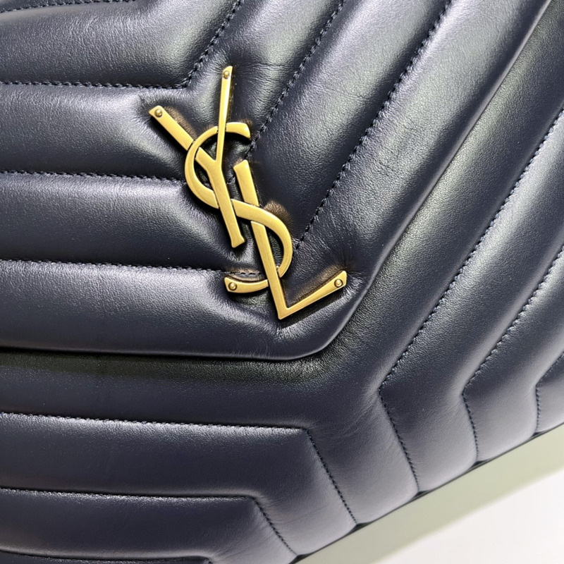 Saint Laurent Loulou Medium Leather Shoulder Bag Navy