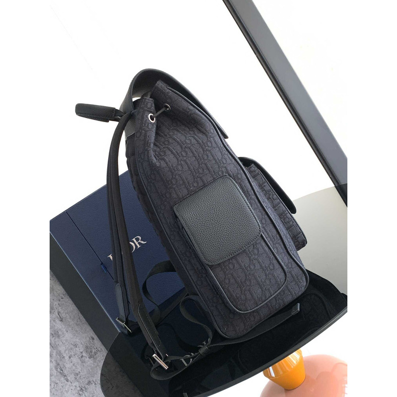 D*or saddle rucksack dark blue grained-leather (calf)