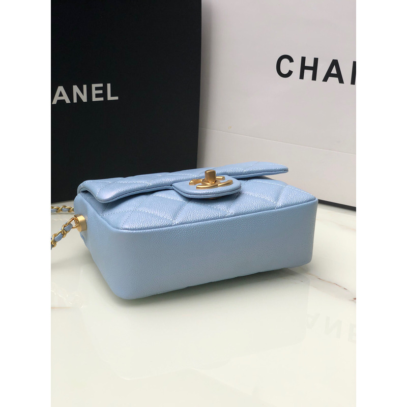 Ch*el classic flap mini square shoulder bag blue