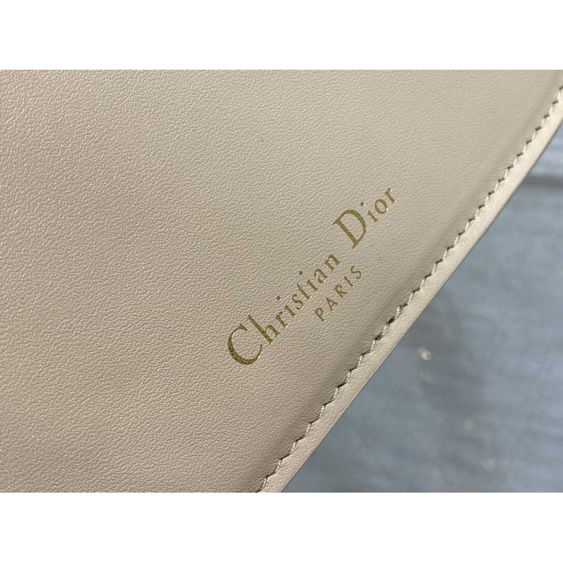 D*or cd signature bag with strap cd-embossed box calfskin cream