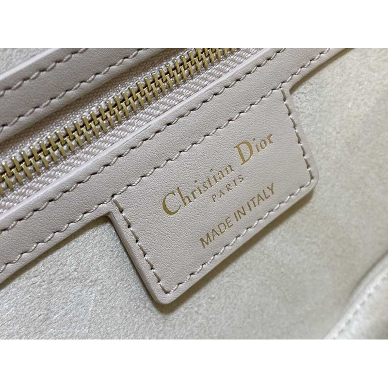 D*or cd signature bag with strap cd-embossed box calfskin cream