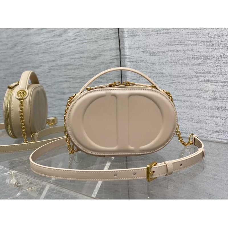 D*or cd signature oval camera bag latte calfskin beige