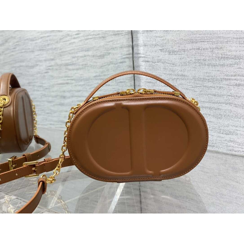 D*or cd signature oval camera bag latte calfskin brown