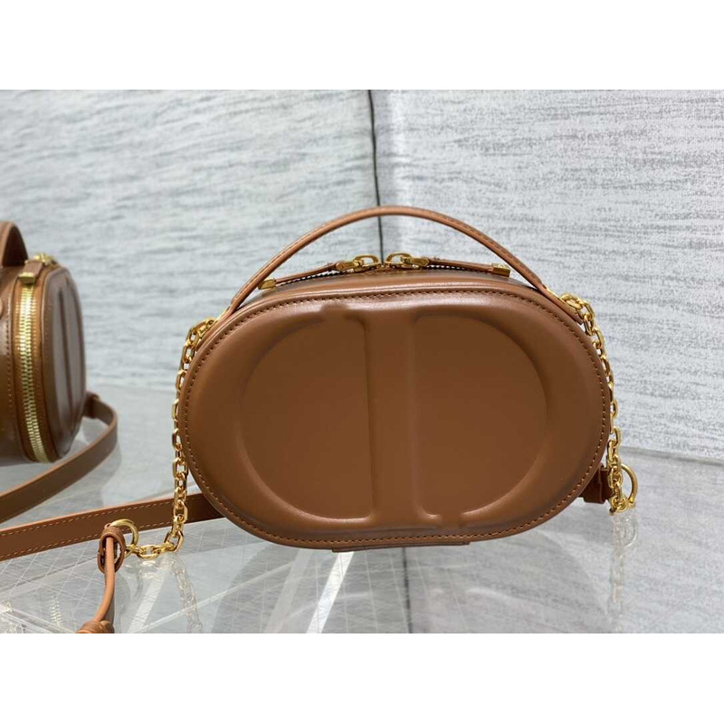 D*or cd signature oval camera bag latte calfskin brown