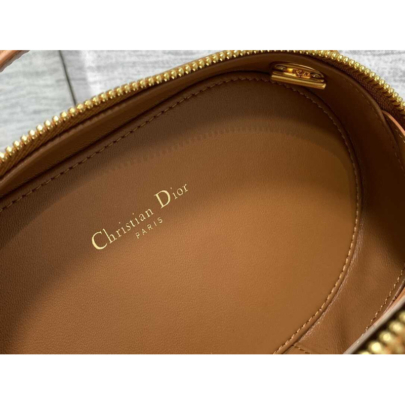 D*or cd signature oval camera bag latte calfskin brown