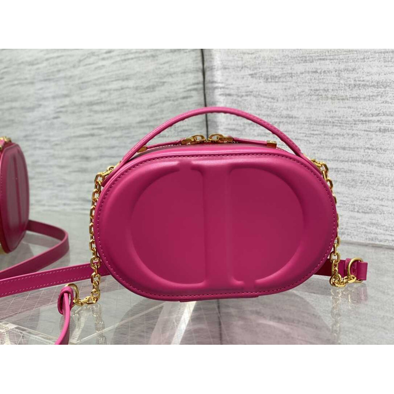 D*or cd signature oval camera bag latte calfskin hot pink