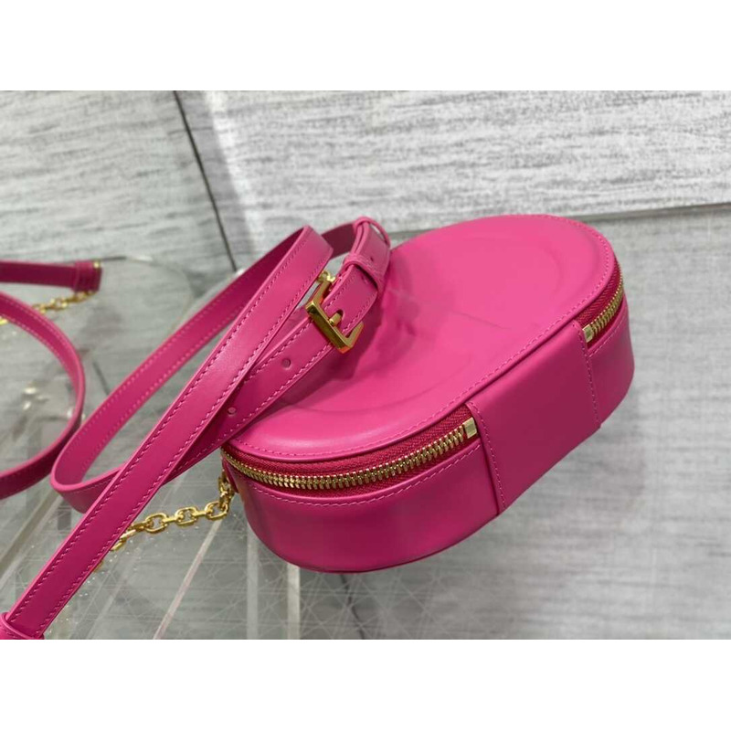 D*or cd signature oval camera bag latte calfskin hot pink