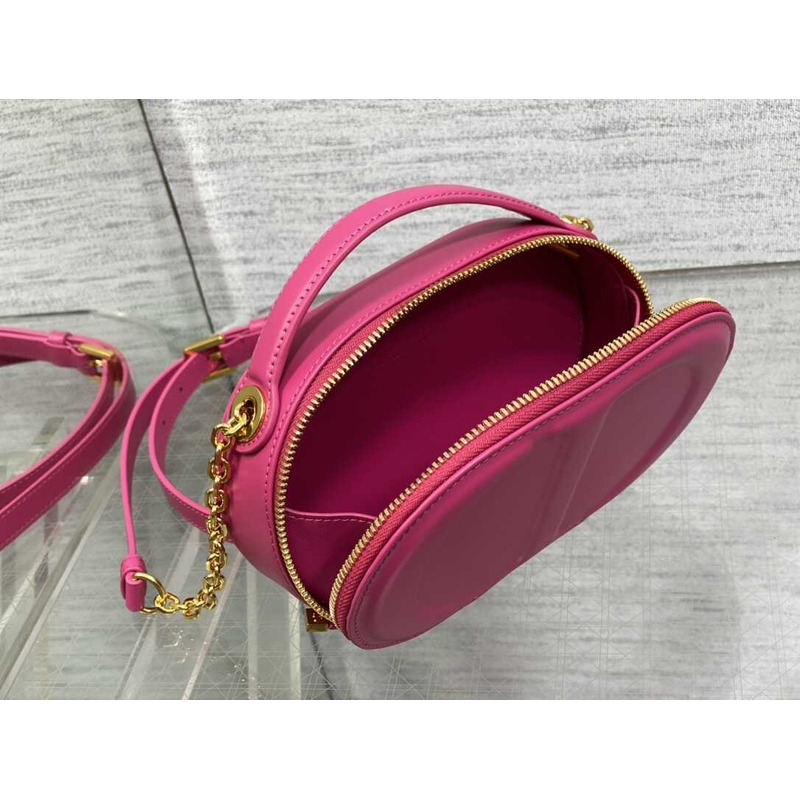 D*or cd signature oval camera bag latte calfskin hot pink