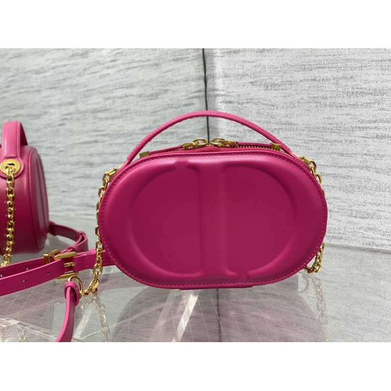 D*or cd signature oval camera bag latte calfskin hot pink