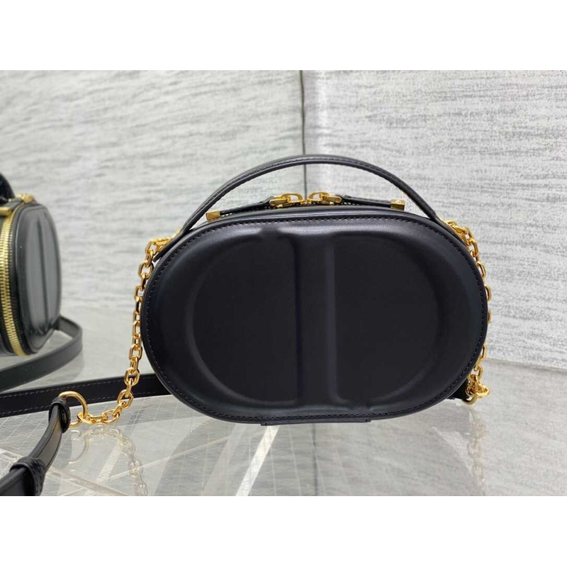 D*or cd signature oval camera bag latte calfskin black