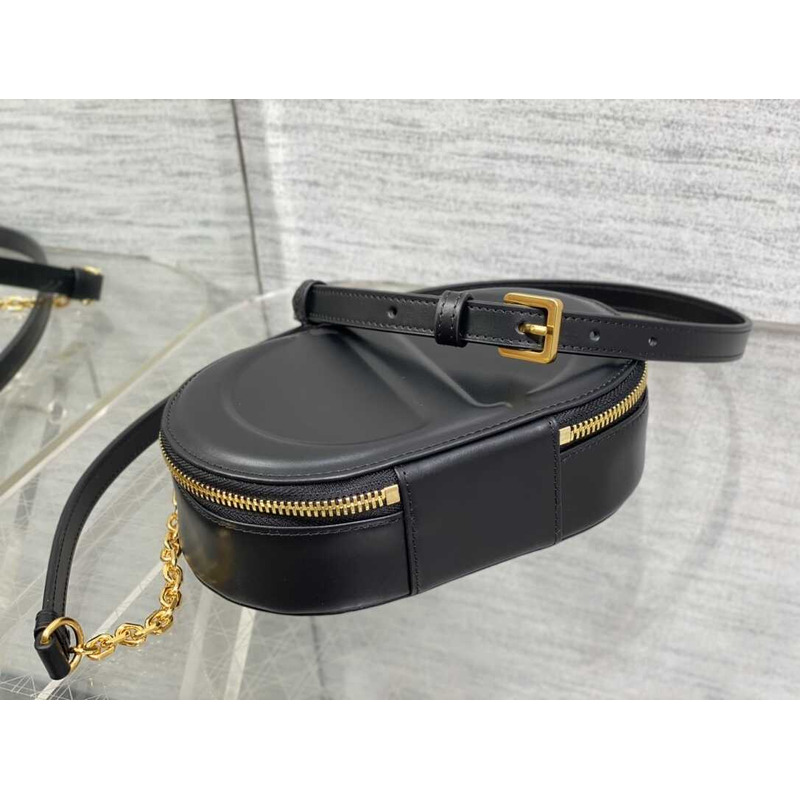 D*or cd signature oval camera bag latte calfskin black