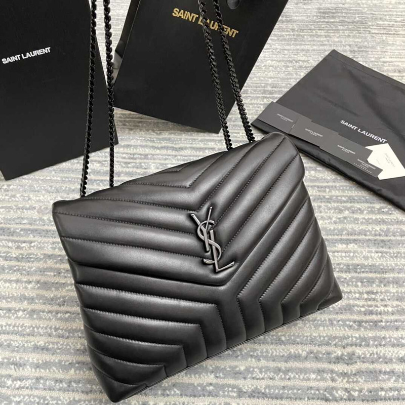 Saint Laurent Loulou Medium Bag In Quilted Leather Black