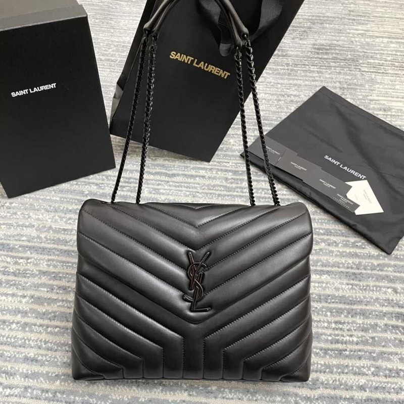 Saint Laurent Loulou Medium Bag In Quilted Leather Black