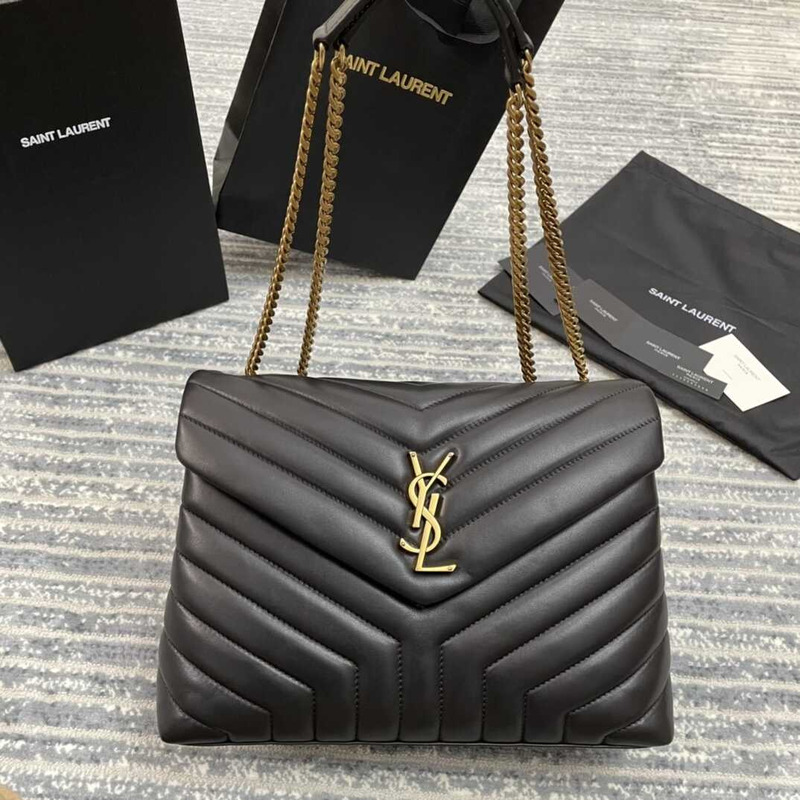 Saint Laurent Loulou Medium Bag In Quilted Leather Black