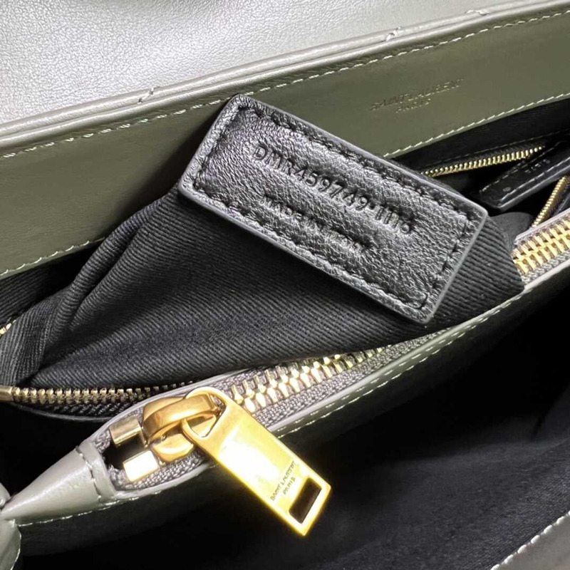 Saint Laurent Loulou Medium Bag In Quilted Leather Green