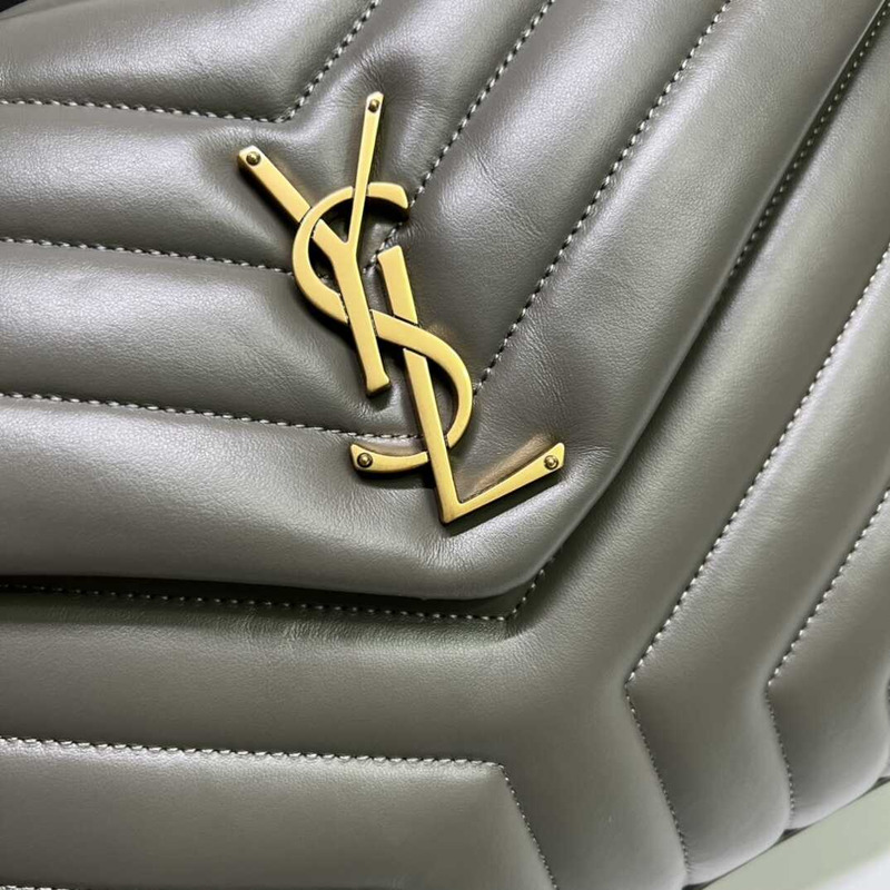 Saint Laurent Loulou Medium Bag In Quilted Leather Green