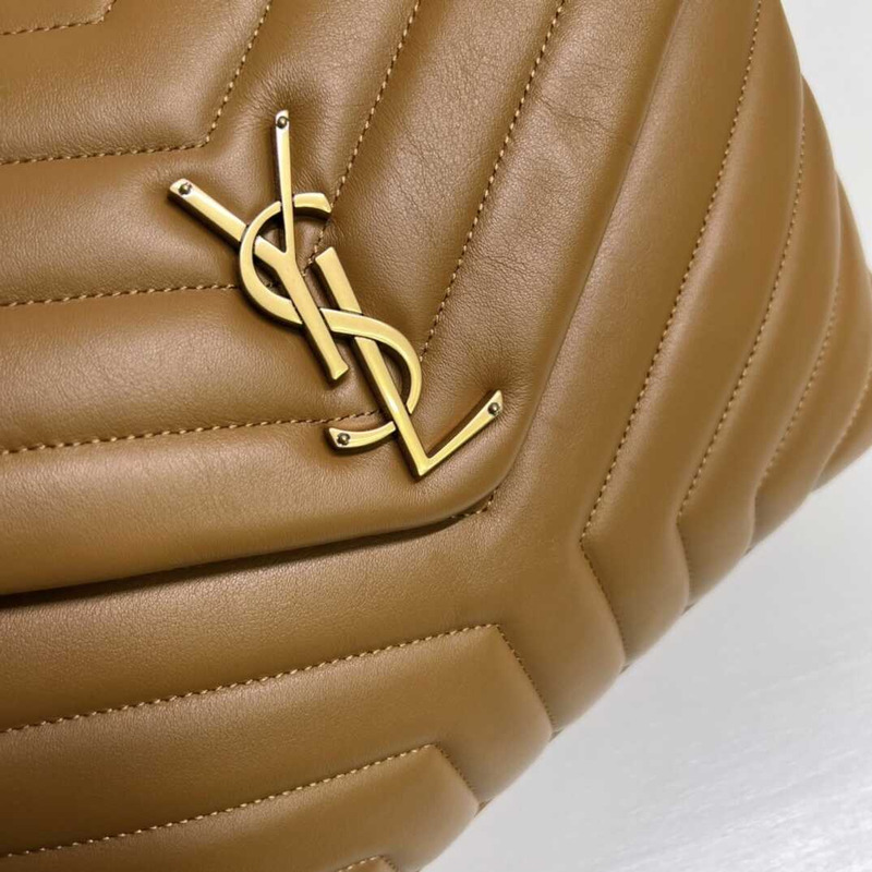 Saint Laurent Loulou Medium Bag In Quilted Leather Brown