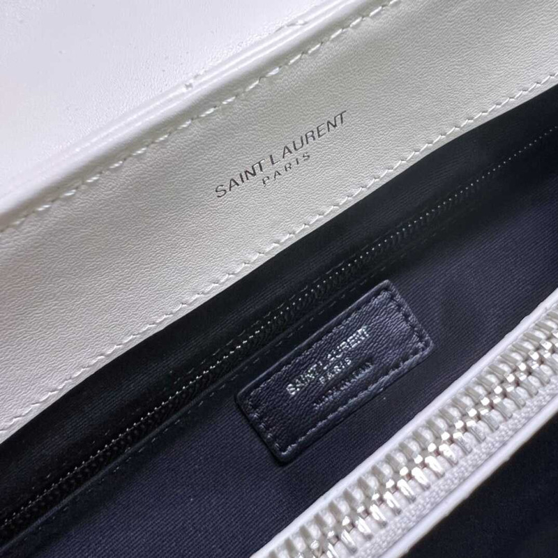 Saint Laurent Loulou Medium Bag In Quilted Leather White