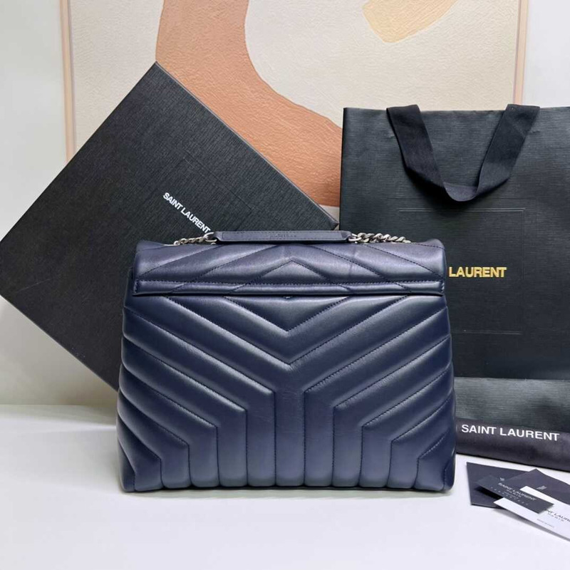 Saint Laurent Loulou Medium Bag In Quilted Leather Blue