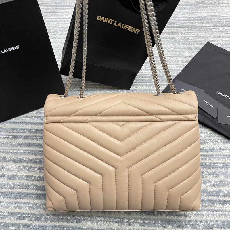 Saint Laurent Loulou Medium Bag In Quilted Leather Dark Beige