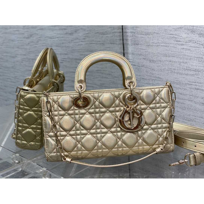 D*or medium lady d-joy bag lambskin champagne