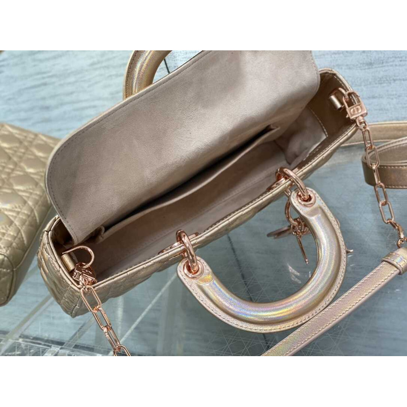 D*or medium lady d-joy bag lambskin rose gold