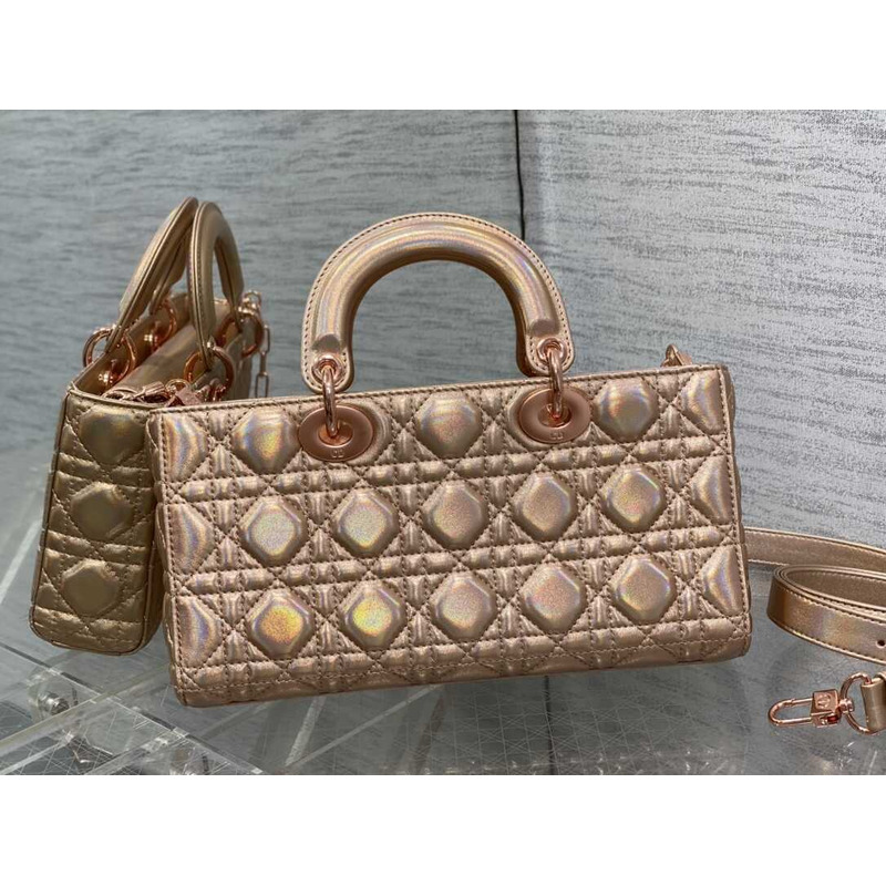 D*or medium lady d-joy bag lambskin rose gold