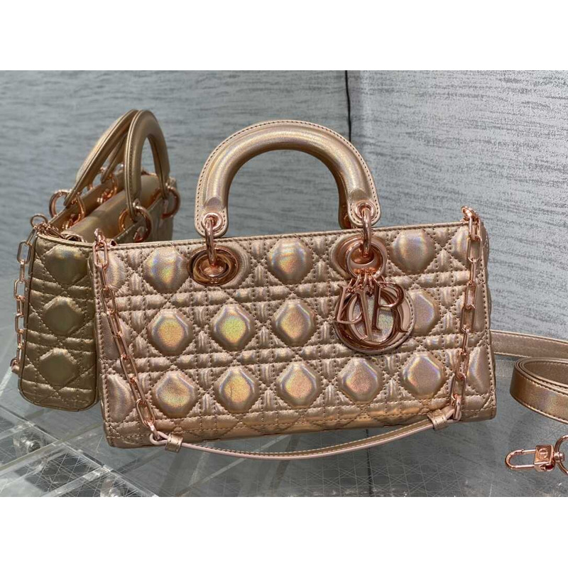 D*or medium lady d-joy bag lambskin rose gold