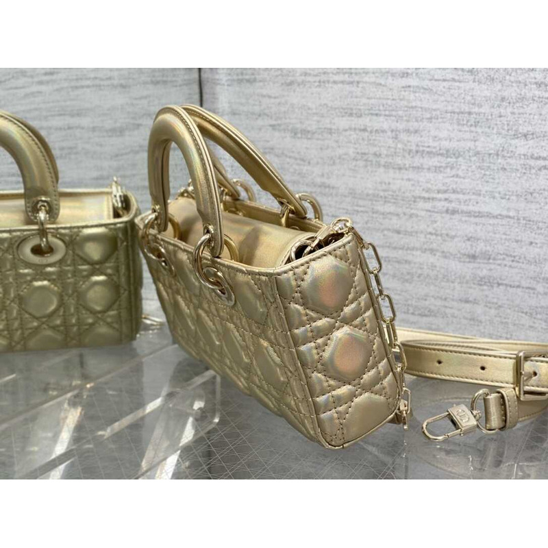 D*or small lady d-joy bag lambskin champagne